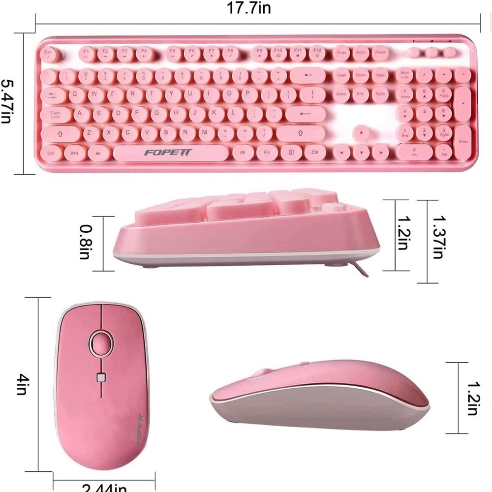 Pink Wireless Keyboard and Mouse Set - Picture 2 of 2